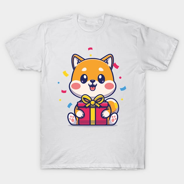 Cute Kawaii Cat with Gift T-Shirt by Seedsplash